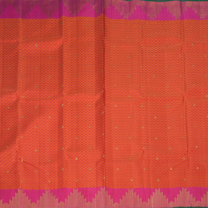 Hayagrivas Handloom Orange (Carpet Checks) Kanjivaram Silk Saree KBF524F10-1