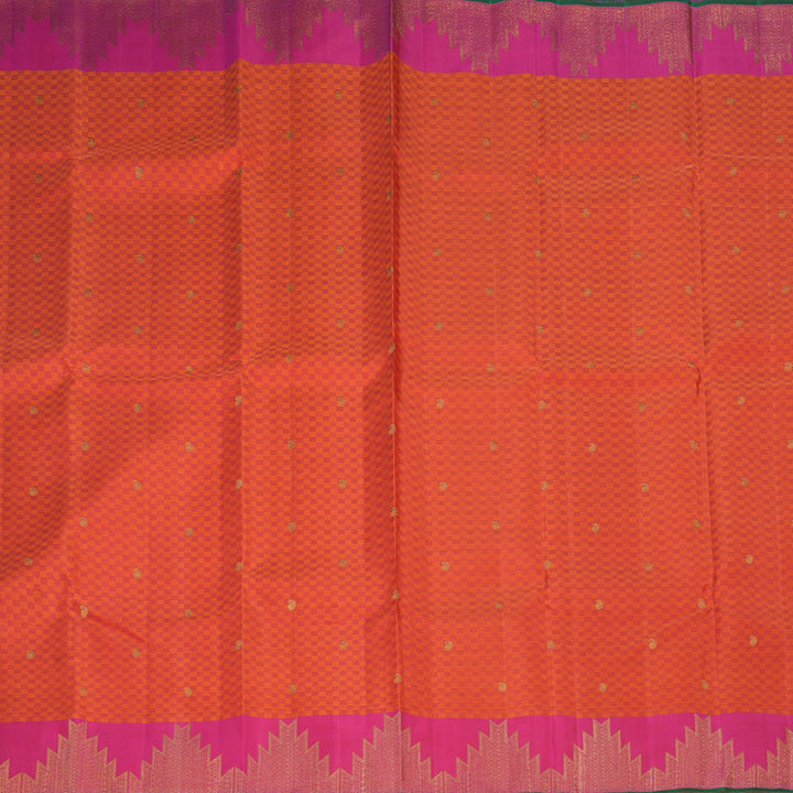 Hayagrivas Handloom Orange (Carpet Checks) Kanjivaram Silk Saree KBF524F10-1