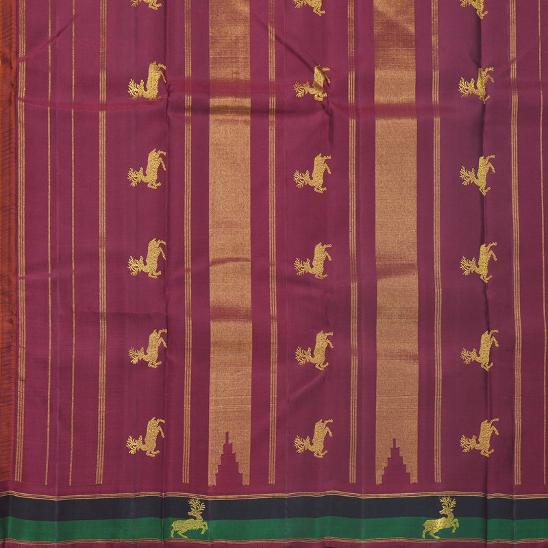 Hayagrivas Handloom Rust Orange Kanjivaram Silk Saree KBF524F2-1