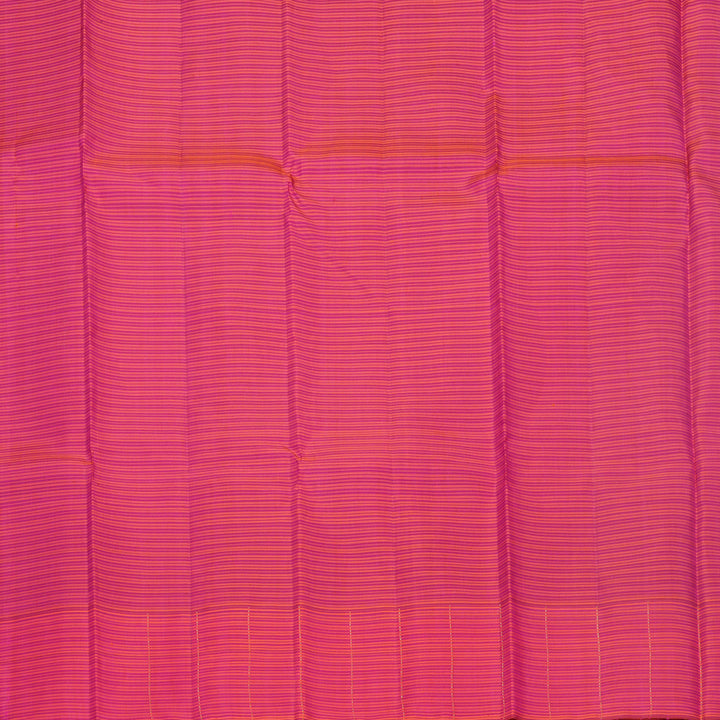 Hayagrivas Handloom Fluorescent Green Kanjivaram Silk Saree with Pink &amp; Orange Stripes Border KBF524F7-1