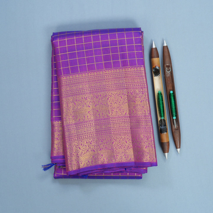 Hayagrivas Handloom Purple Kanjivaram Silk Saree KBF524F9-1