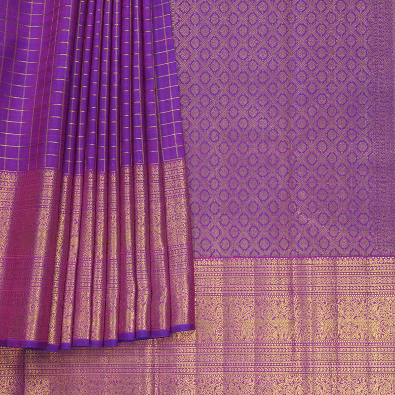 Hayagrivas Handloom Purple Kanjivaram Silk Saree KBF524F9-1