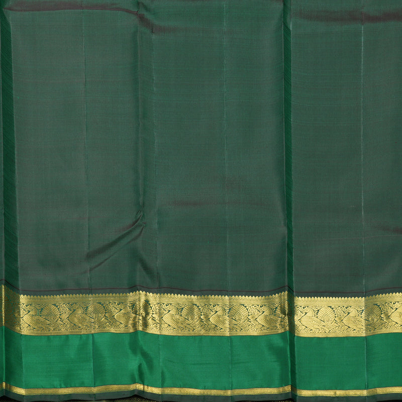 Hayagrivas Handloom Orangish-Pink Kanjivaram Silk Saree with Green Border KBF525F1-1