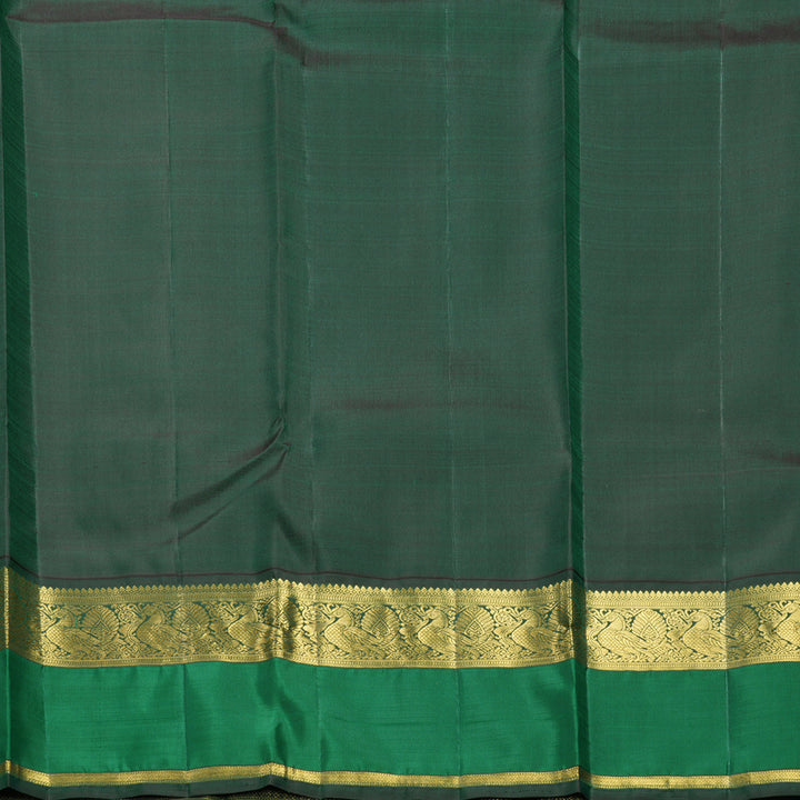 Hayagrivas Handloom Orangish-Pink Kanjivaram Silk Saree with Green Border KBF525F1-1
