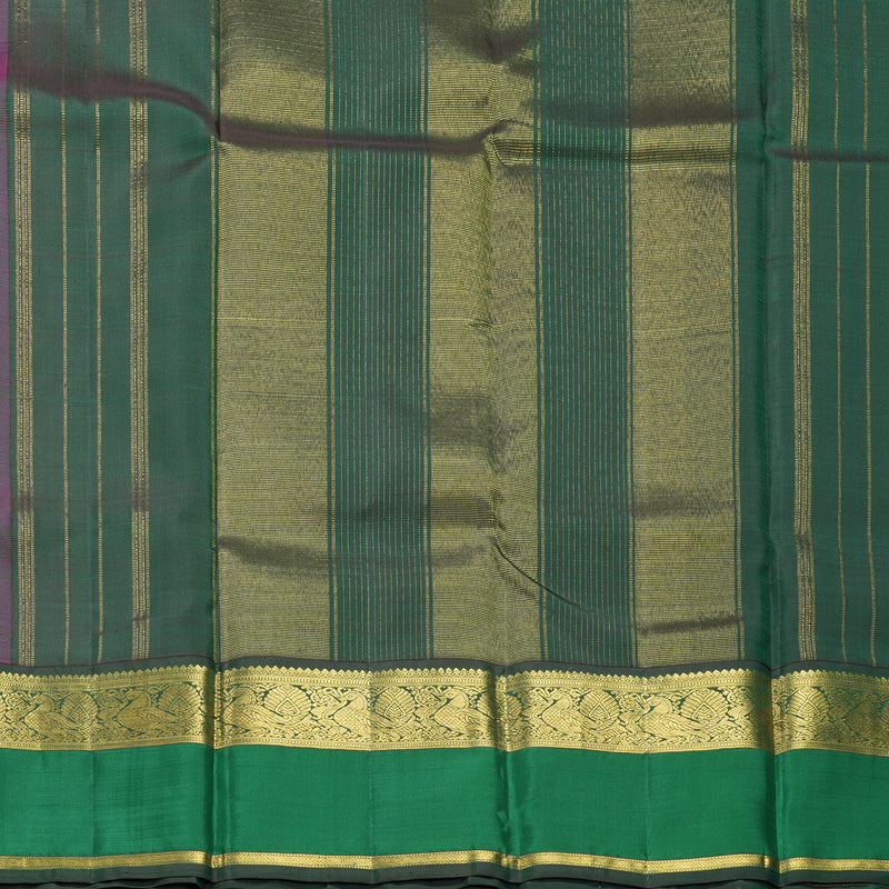 Hayagrivas Handloom Orangish-Pink Kanjivaram Silk Saree with Green Border KBF525F1-1