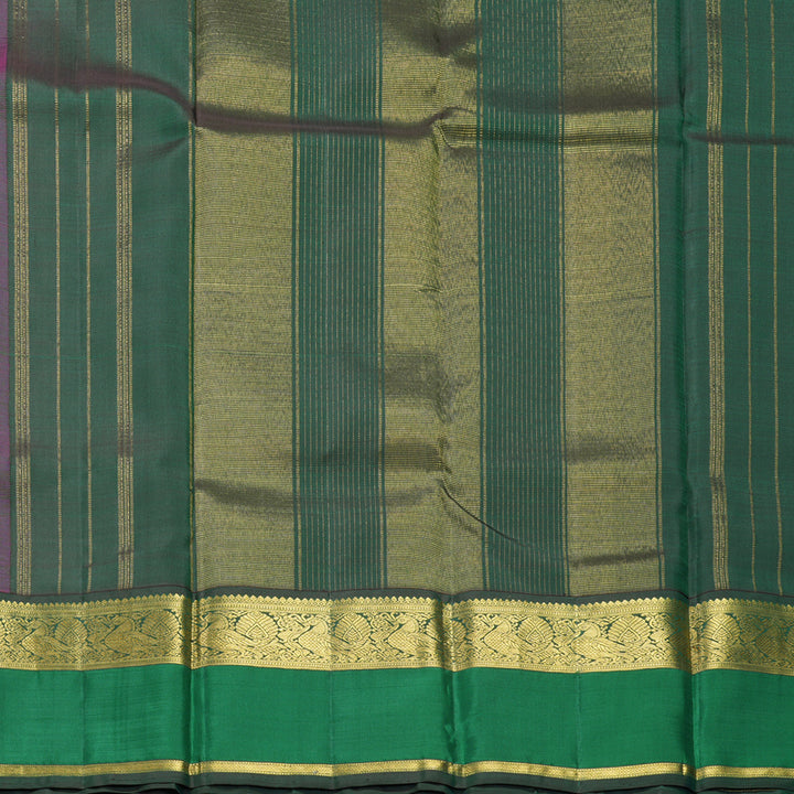 Hayagrivas Handloom Orangish-Pink Kanjivaram Silk Saree with Green Border KBF525F1-1