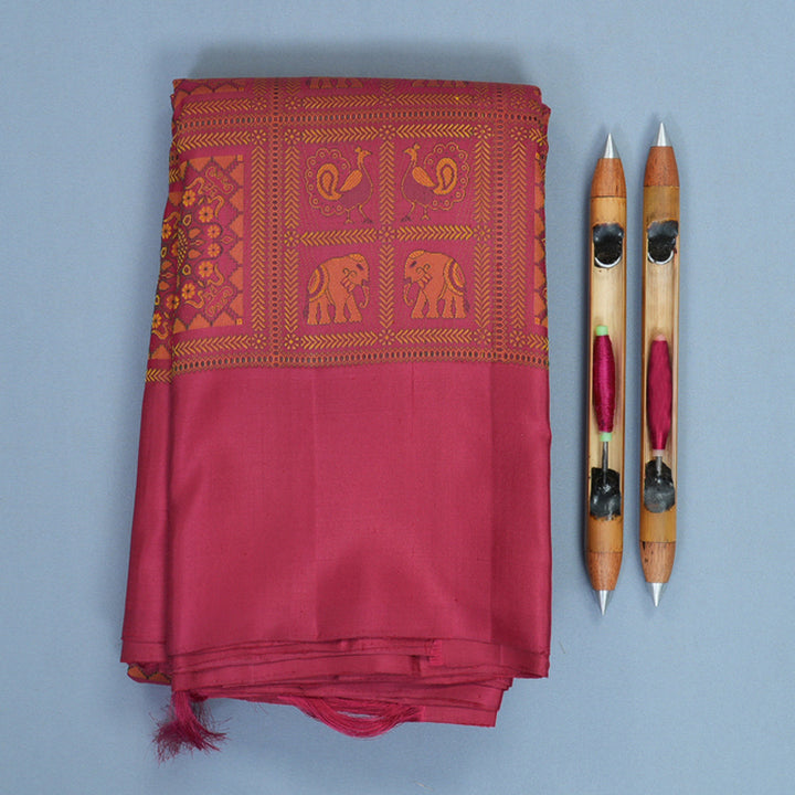 Hayagrivas Handloom Maroon Kanjivaram Silk Saree KBF526F3-1