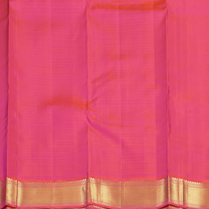 Hayagrivas Handloom Black Kanjivaram Silk Saree with Orangish-Pink Border KBF526F5-1