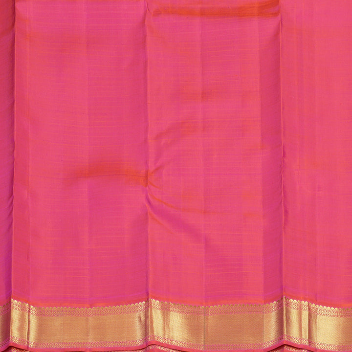 Hayagrivas Handloom Black Kanjivaram Silk Saree with Orangish-Pink Border KBF526F5-1