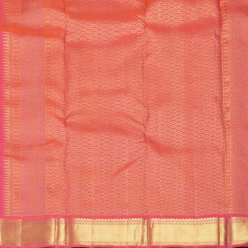 Hayagrivas Handloom Black Kanjivaram Silk Saree with Orangish-Pink Border KBF526F5-1