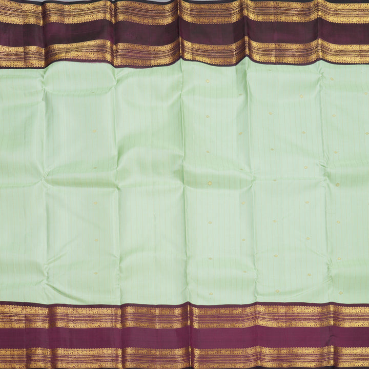 Hayagrivas Handloom Pista Green Kanjivaram Silk Saree with Wine Purple Border KBF526F8-1
