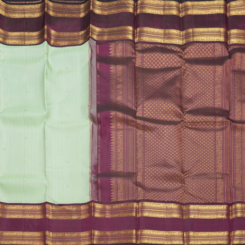 Hayagrivas Handloom Pista Green Kanjivaram Silk Saree with Wine Purple Border KBF526F8-1