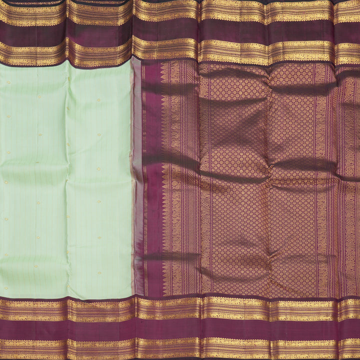 Hayagrivas Handloom Pista Green Kanjivaram Silk Saree with Wine Purple Border KBF526F8-1