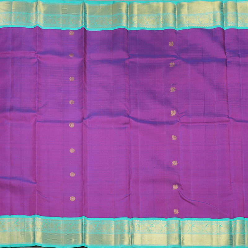 Hayagrivas Handloom Purple Kanjivaram Silk Saree with Bright Teal Border KBF529F12-1