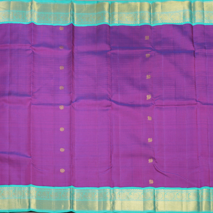 Hayagrivas Handloom Purple Kanjivaram Silk Saree with Bright Teal Border KBF529F12-1