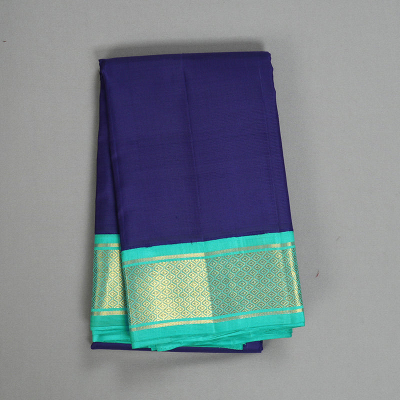 Hayagrivas Handloom Royal Blue Kanjivaram Silk Saree with Sea Blue Border KBF529F2-1