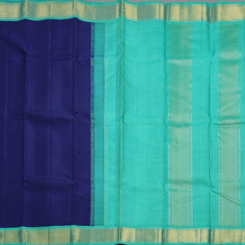 Hayagrivas Handloom Royal Blue Kanjivaram Silk Saree with Sea Blue Border KBF529F2-1
