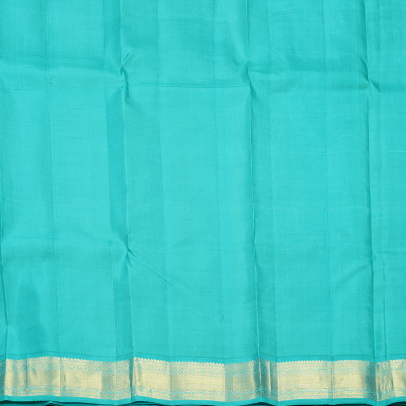 Hayagrivas Handloom Yellow Kanjivaram Silk Saree with Sea Blue Border KBF529F4-1