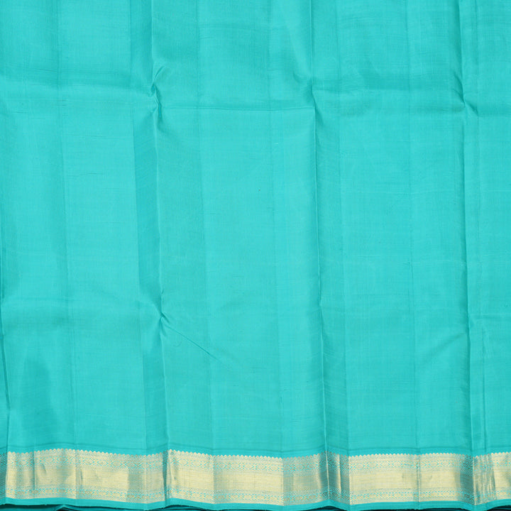 Hayagrivas Handloom Yellow Kanjivaram Silk Saree with Sea Blue Border KBF529F4-1