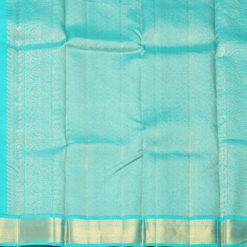 Hayagrivas Handloom Yellow Kanjivaram Silk Saree with Sea Blue Border KBF529F4-1