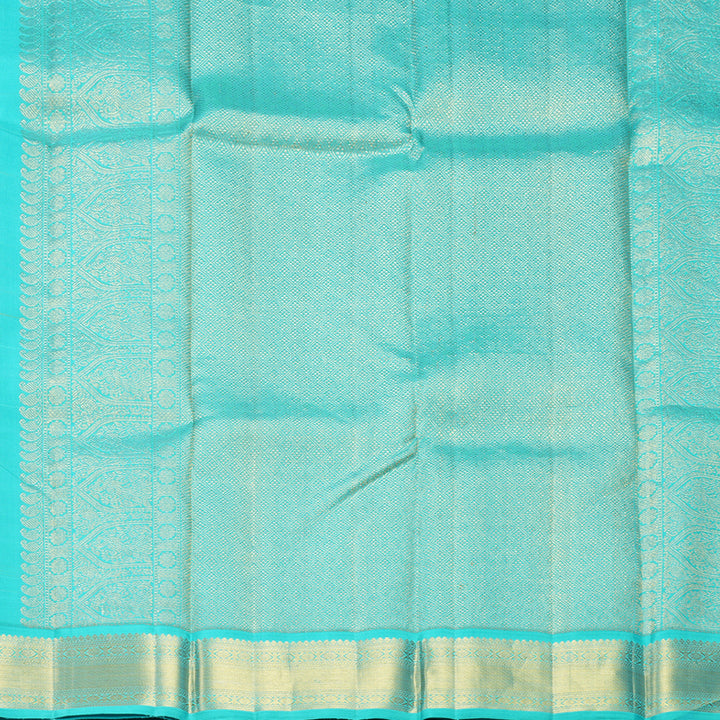 Hayagrivas Handloom Yellow Kanjivaram Silk Saree with Sea Blue Border KBF529F4-1