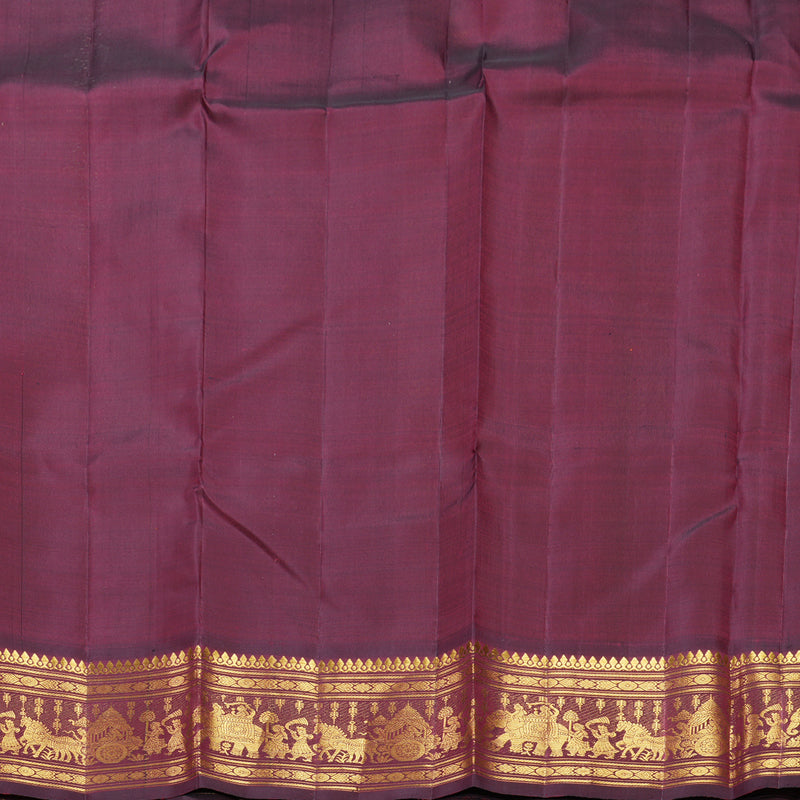Hayagrivas Handloom Lime Green Kanjivaram Silk Saree with Wine Maroon Border KBF529F7-1