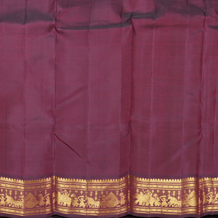 Hayagrivas Handloom Lime Green Kanjivaram Silk Saree with Wine Maroon Border KBF529F7-1