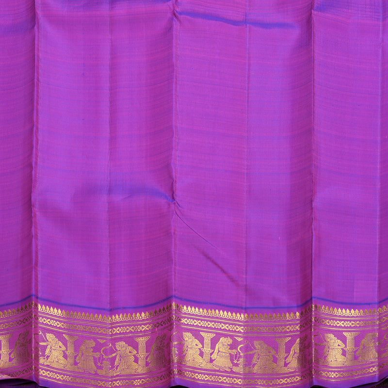 Hayagrivas Handloom Sea Blue Kanjivaram Silk Saree with Purple Border KBF529F8-1