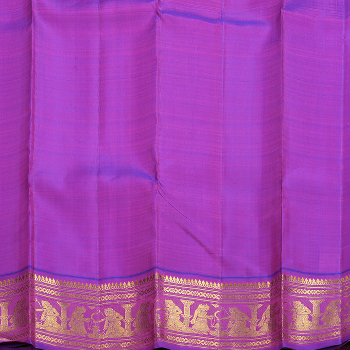 Hayagrivas Handloom Sea Blue Kanjivaram Silk Saree with Purple Border KBF529F8-1
