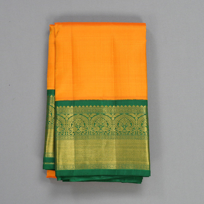 Hayagrivas Handloom Mambazham Orange Kanjivaram Silk Saree with Dark Green Border KBF529F9-1