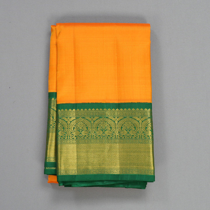 Hayagrivas Handloom Mambazham Orange Kanjivaram Silk Saree with Dark Green Border KBF529F9-1