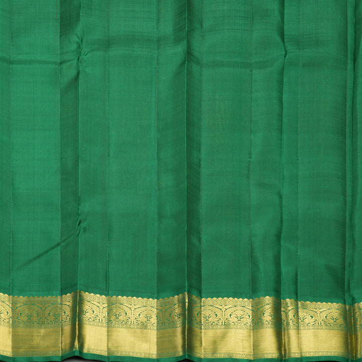 Hayagrivas Handloom Mambazham Orange Kanjivaram Silk Saree with Dark Green Border KBF529F9-1