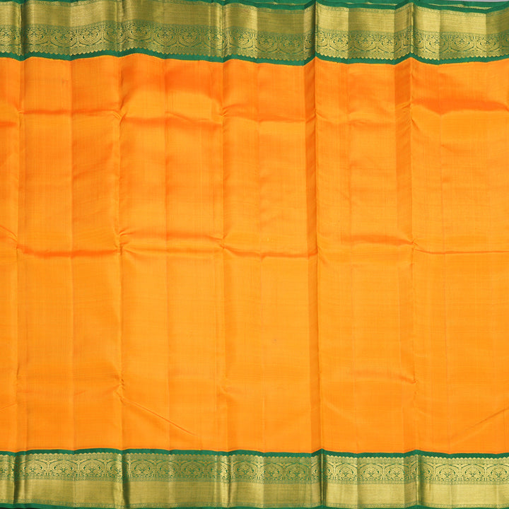 Hayagrivas Handloom Mambazham Orange Kanjivaram Silk Saree with Dark Green Border KBF529F9-1