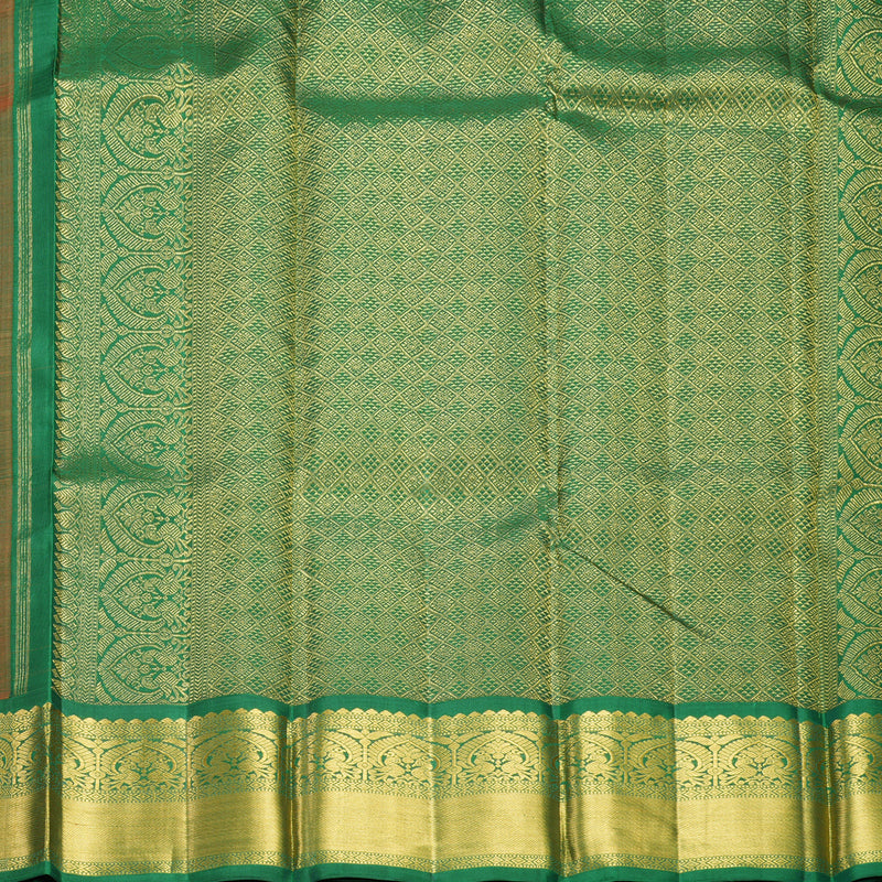 Hayagrivas Handloom Mambazham Orange Kanjivaram Silk Saree with Dark Green Border KBF529F9-1