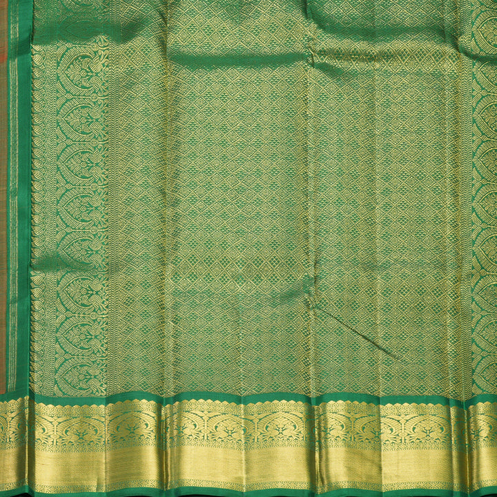 Hayagrivas Handloom Mambazham Orange Kanjivaram Silk Saree with Dark Green Border KBF529F9-1