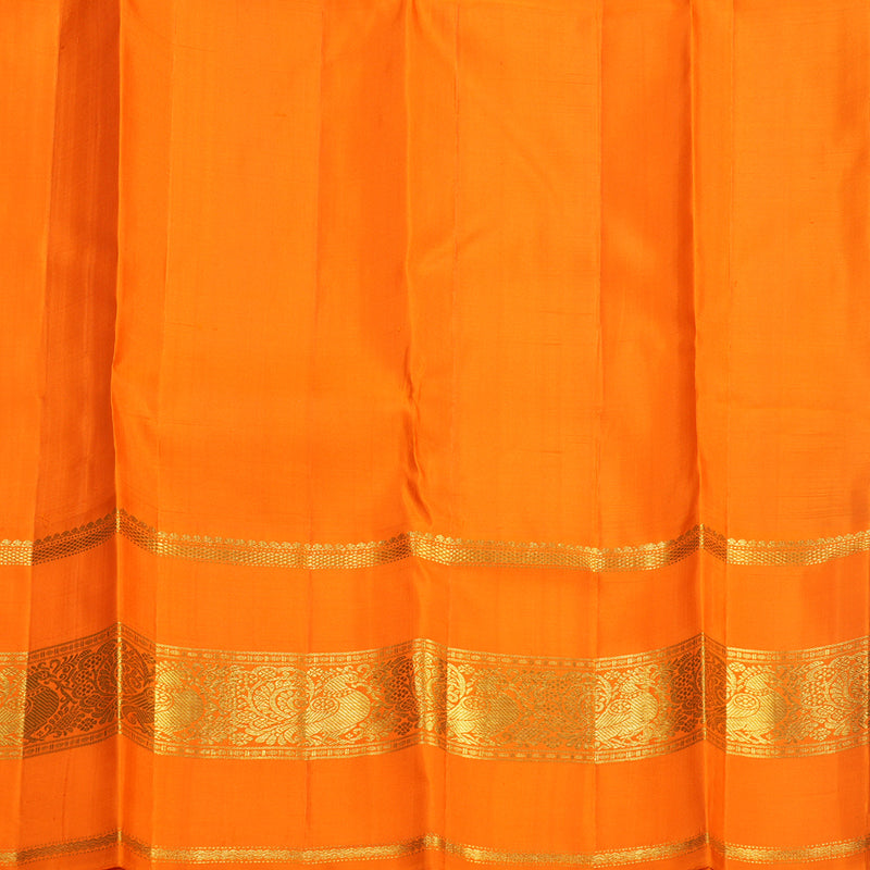 Hayagrivas Handloom Mayilkazhuthu Kanjivaram Silk Saree with Orange Border KBF530F4-1