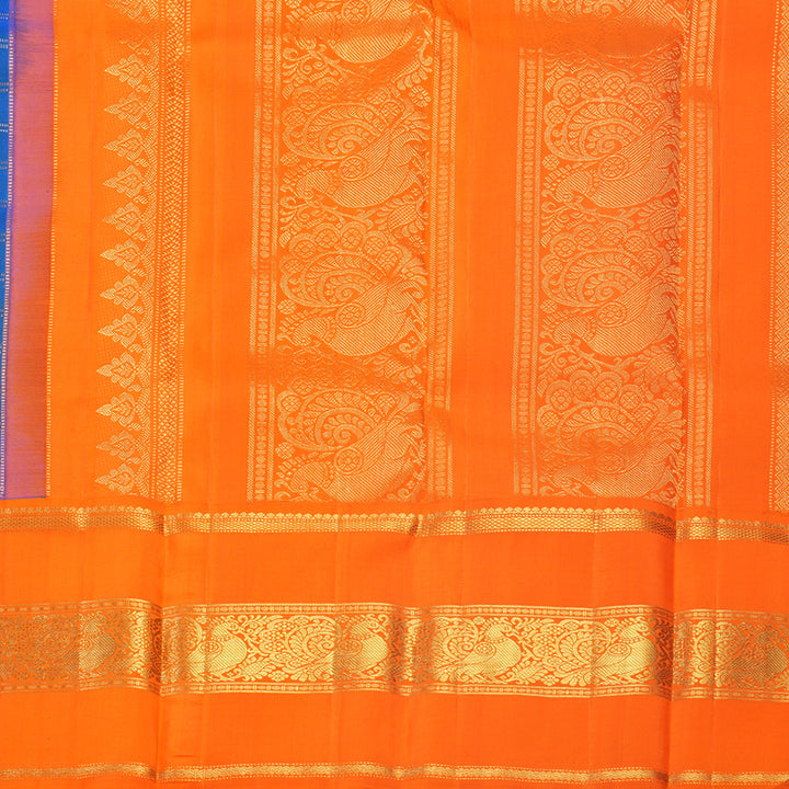 Hayagrivas Handloom Mayilkazhuthu Kanjivaram Silk Saree with Orange Border KBF530F4-1
