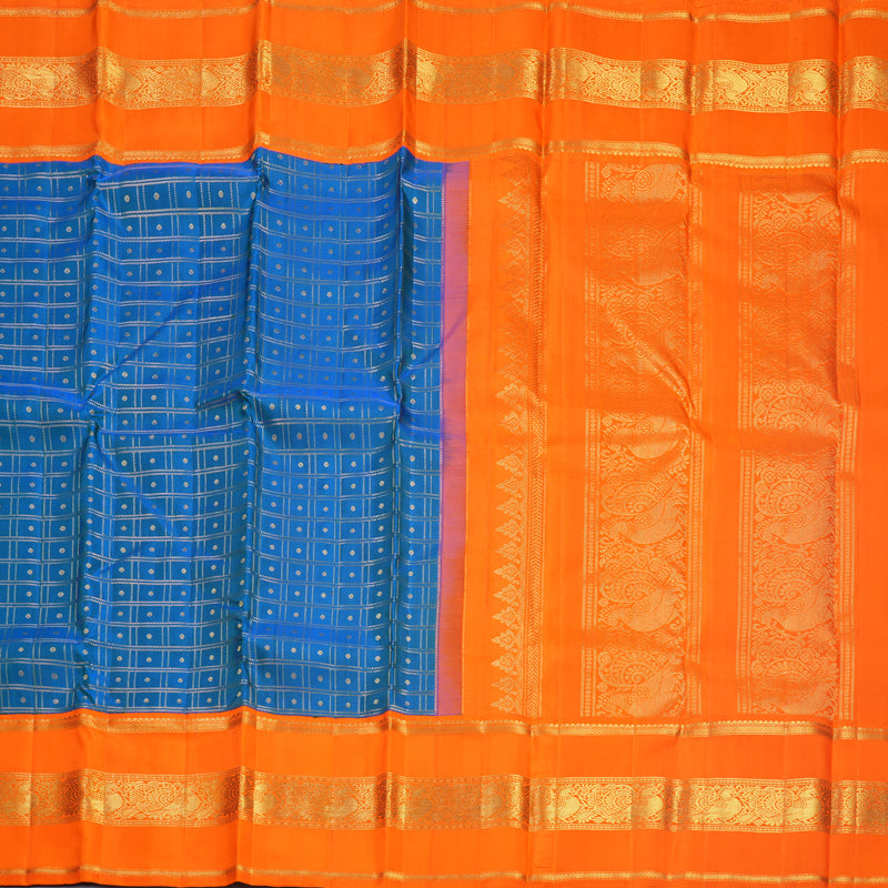 Hayagrivas Handloom Mayilkazhuthu Kanjivaram Silk Saree with Orange Border KBF530F4-1
