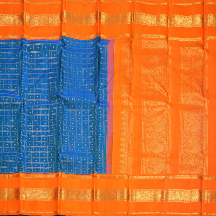 Hayagrivas Handloom Mayilkazhuthu Kanjivaram Silk Saree with Orange Border KBF530F4-1