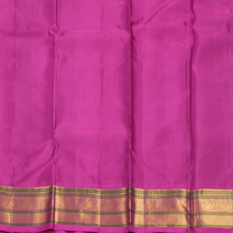 Hayagrivas Handloom Fluorescent Green Kanjivaram Silk Saree with Magenta Border KBF530F5-2