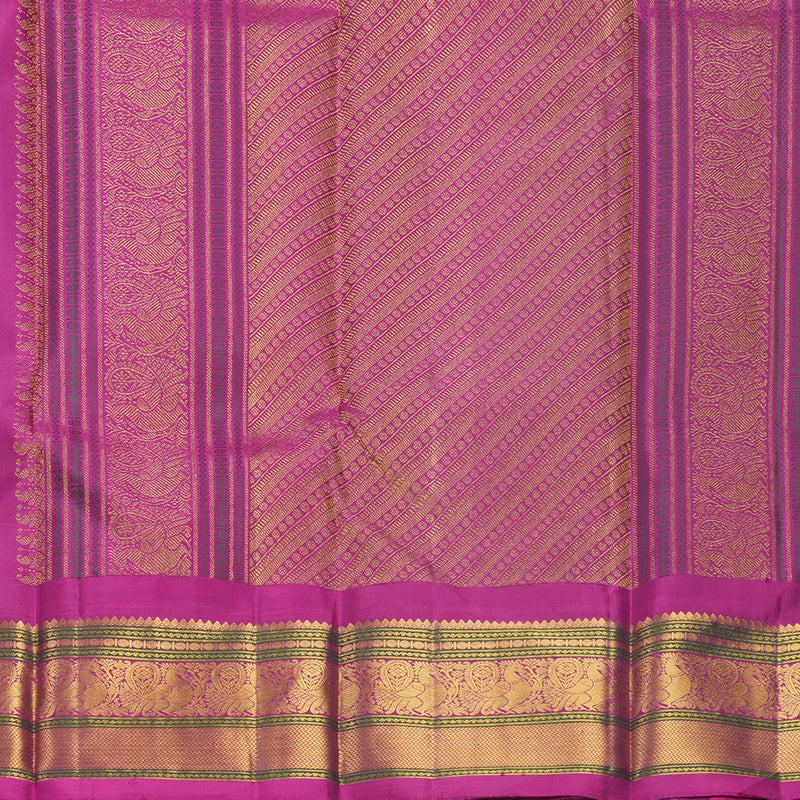 Hayagrivas Handloom Fluorescent Green Kanjivaram Silk Saree with Magenta Border KBF530F5-2