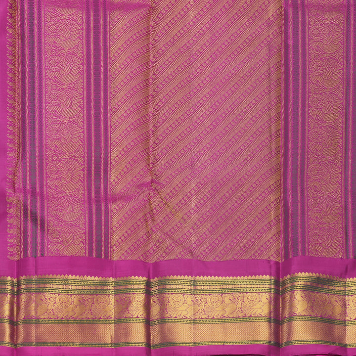 Hayagrivas Handloom Fluorescent Green Kanjivaram Silk Saree with Magenta Border KBF530F5-2