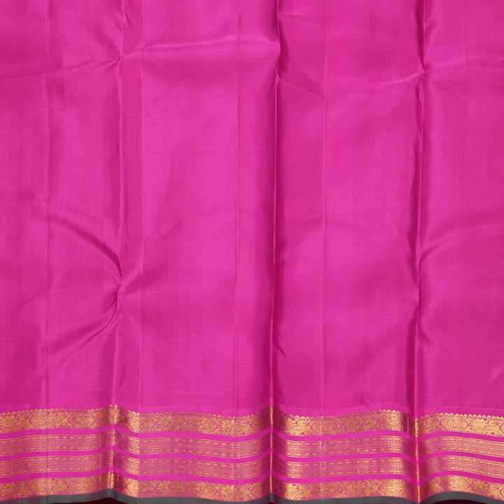 Hayagrivas Handloom Bottle Green Kanjivaram Silk Saree with Rani Pink Border KBF530F7-1