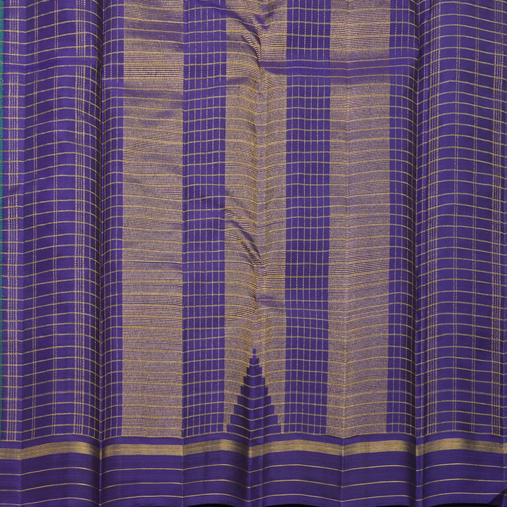 Hayagrivas Handloom Green Kanjivaram Silk Saree with Purple Border KBF531F1-2