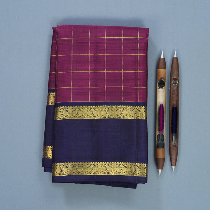 Hayagrivas Handloom Purple Kanjivaram Silk Saree with Dark Blue Border KBF531F3-3