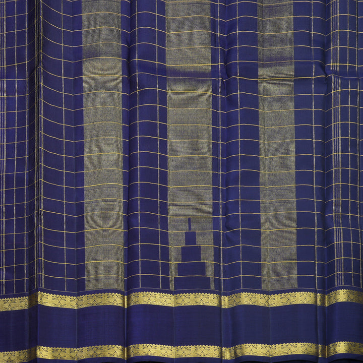 Hayagrivas Handloom Purple Kanjivaram Silk Saree with Dark Blue Border KBF531F3-3