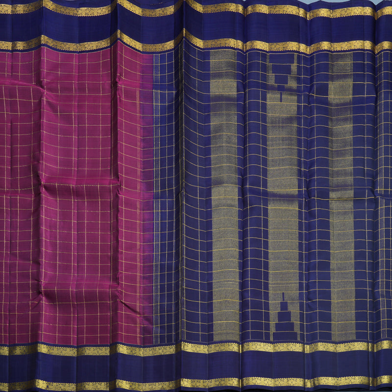 Hayagrivas Handloom Purple Kanjivaram Silk Saree with Dark Blue Border KBF531F3-3