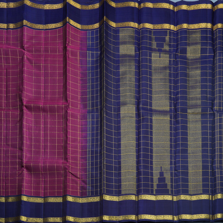 Hayagrivas Handloom Purple Kanjivaram Silk Saree with Dark Blue Border KBF531F3-3