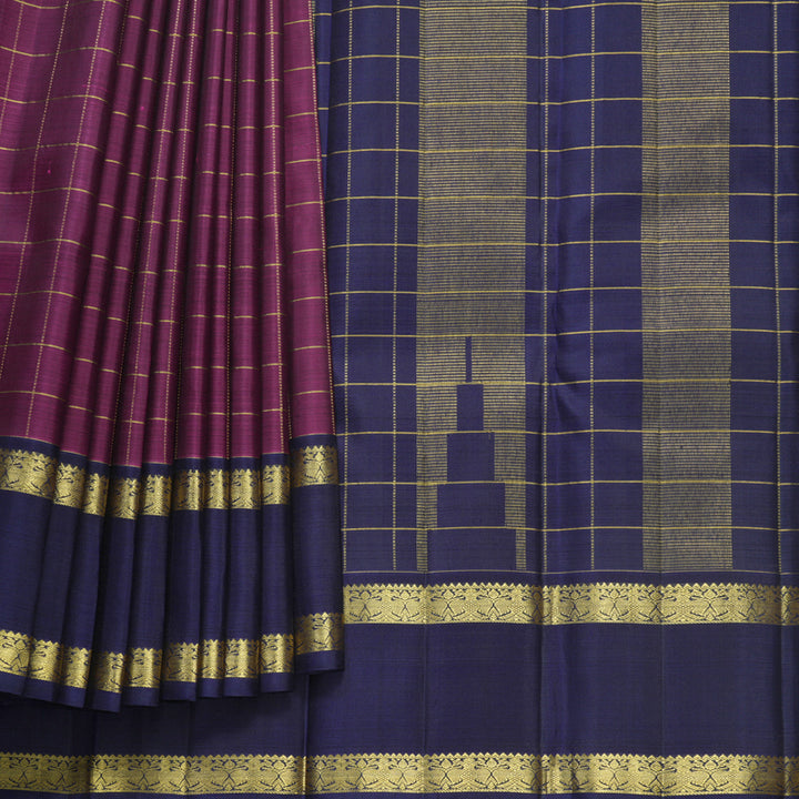 Hayagrivas Handloom Purple Kanjivaram Silk Saree with Dark Blue Border KBF531F3-3
