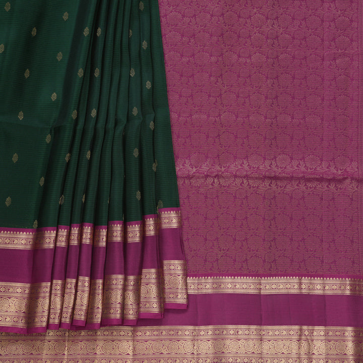Hayagrivas Bottle Green Handloom Soft Silk Saree KBF532G2-7